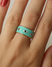 ✨ UShine.gr: Ατσάλινο Δαχτυλίδι Μάτι Τιρκουάζ Εμαγιέ No 247