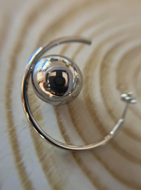 ✨ UShine.gr: Ατσάλινα σκουλαρίκια σπιράλ με σφαίρα No 330