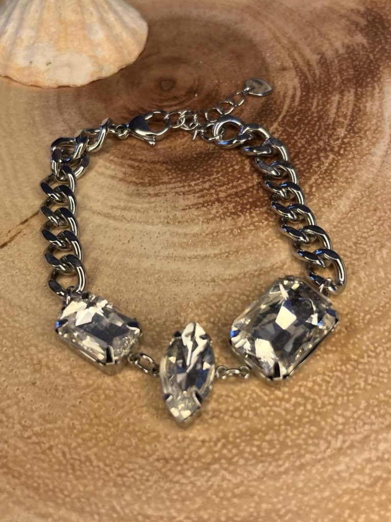 ✨ UShine.gr: Ατσάλινο Βραχιόλι με Κρύσταλλα No 144