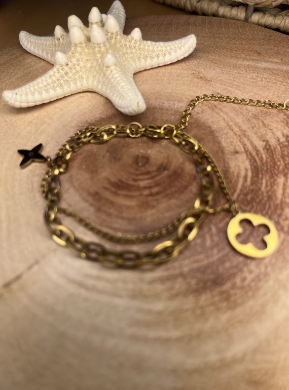 ✨ UShine.gr: Διπλό Βραχιόλι από Ανοξείδωτο Ατσάλι No 155