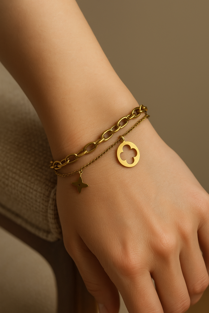 ✨ UShine.gr: Διπλό Βραχιόλι από Ανοξείδωτο Ατσάλι No 155