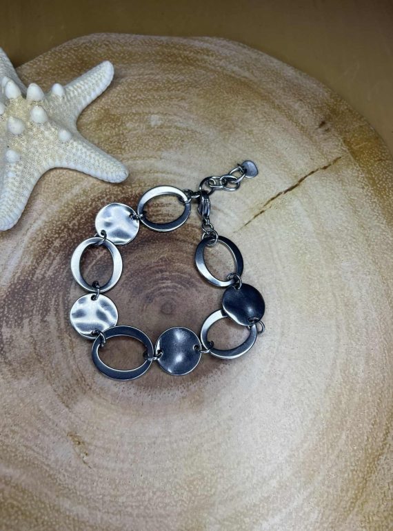 ✨ UShine.gr: Ατσάλινο Βραχιόλι με Γεωμετρικούς Κρίκους No 176