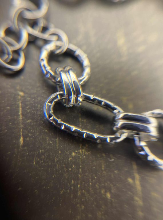 ✨ UShine.gr: Ατσάλινο Ασημί Βραχιόλι με Οβάλ Κρίκους No 182