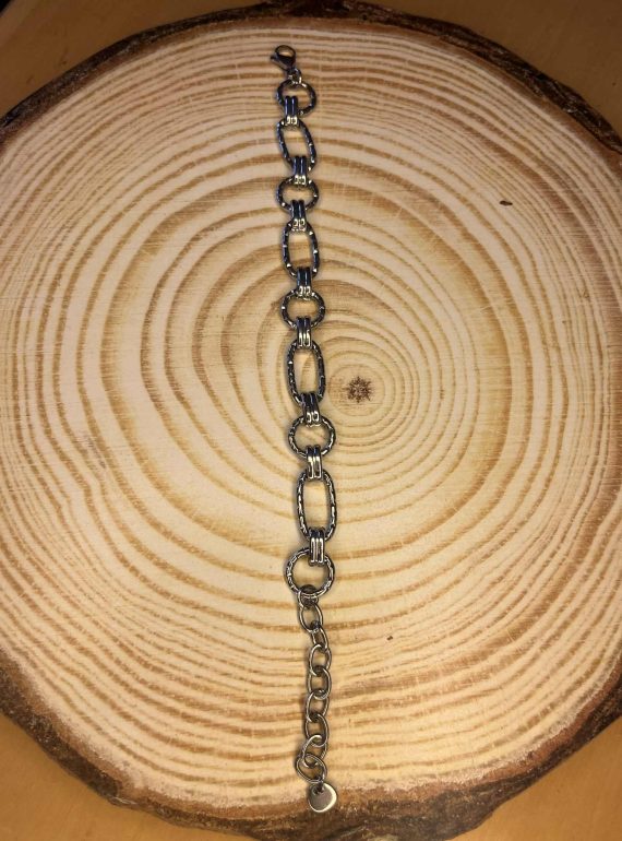 ✨ UShine.gr: Ατσάλινο Ασημί Βραχιόλι με Οβάλ Κρίκους No 182