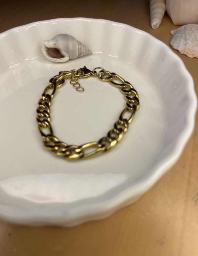 ✨ UShine.gr: Ατσάλινο Χρυσό Βραχιόλι Αλυσίδα No 187