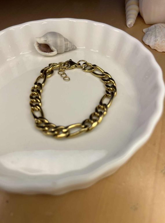 ✨ UShine.gr: Ατσάλινο Χρυσό Βραχιόλι Αλυσίδα No 187