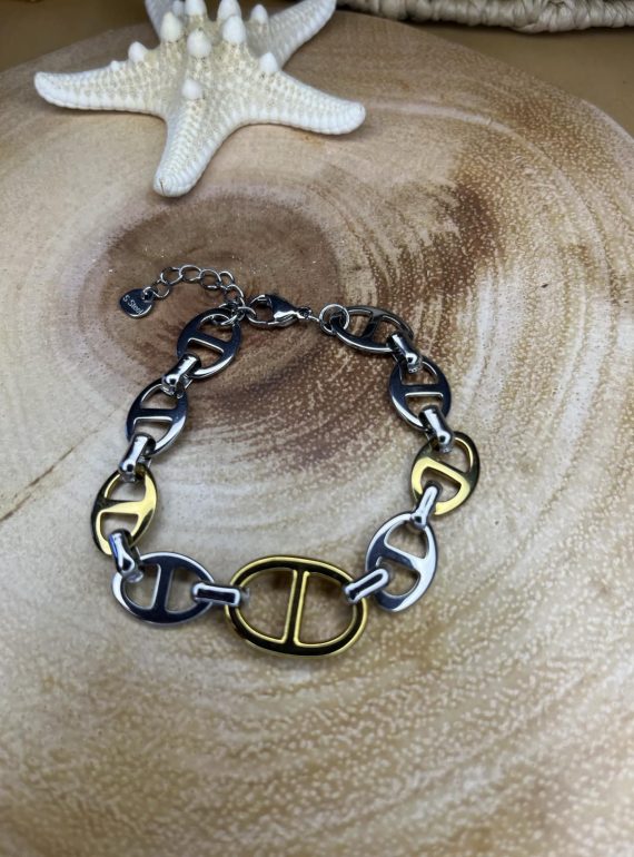 ✨ UShine.gr: Luxury Ατσάλινο Βραχιόλι Διχρωμίας No 133