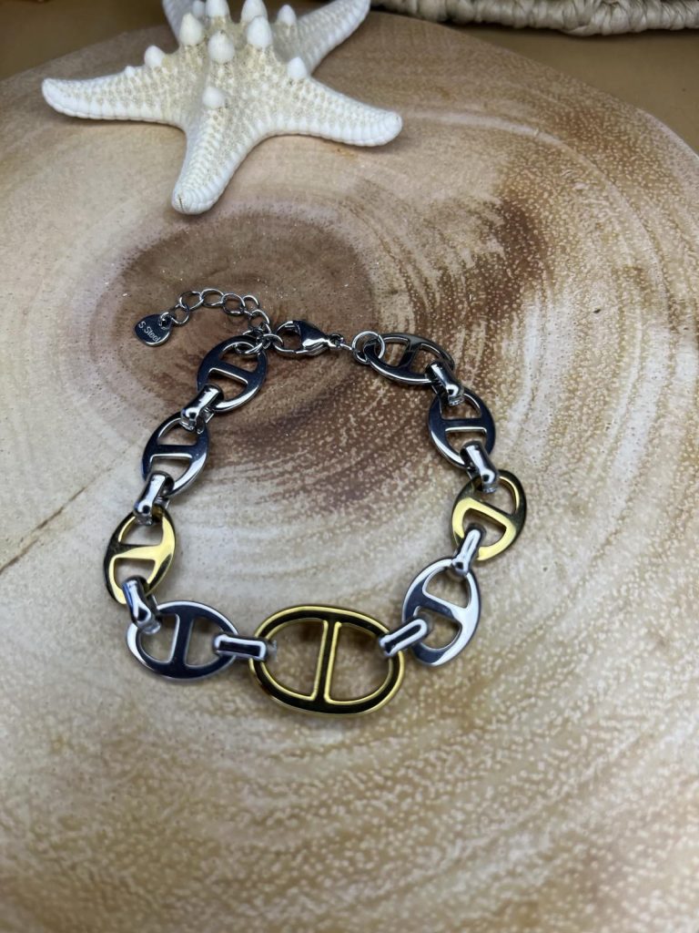 ✨ UShine.gr: Luxury Ατσάλινο Βραχιόλι Διχρωμίας No 133