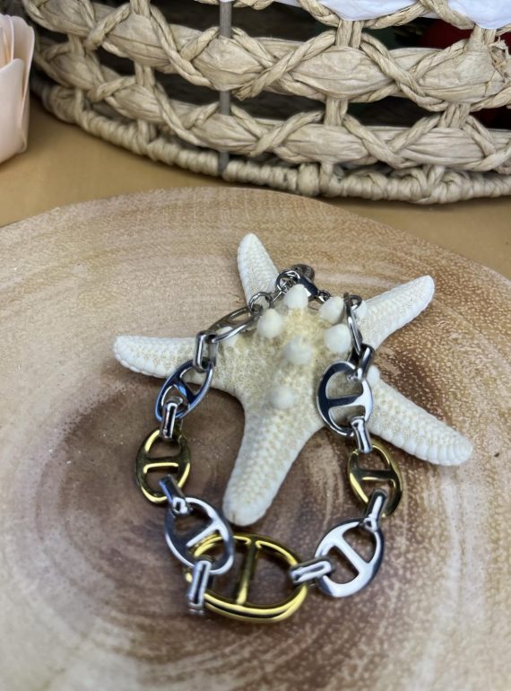 ✨ UShine.gr: Luxury Ατσάλινο Βραχιόλι Διχρωμίας No 133