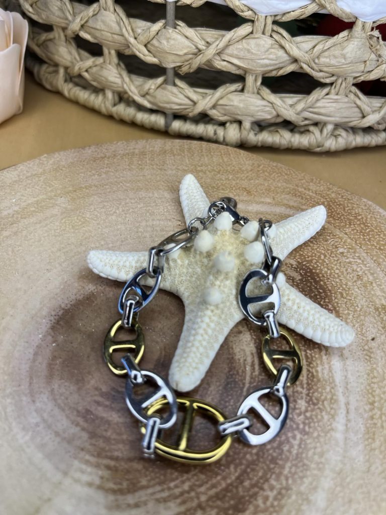 ✨ UShine.gr: Luxury Ατσάλινο Βραχιόλι Διχρωμίας No 133