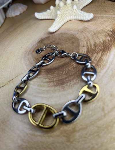 ✨ UShine.gr: Luxury Ατσάλινο Βραχιόλι Διχρωμίας No 133