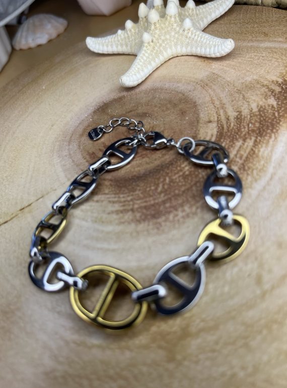 ✨ UShine.gr: Luxury Ατσάλινο Βραχιόλι Διχρωμίας No 133