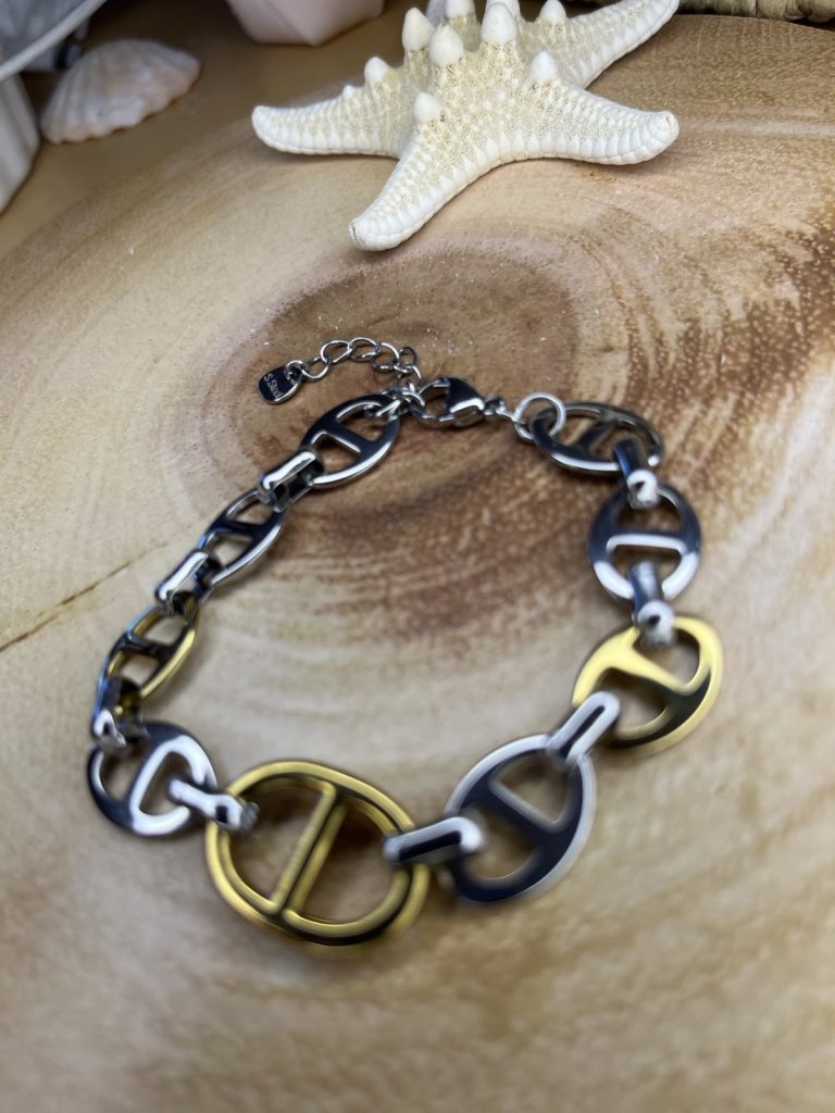 ✨ UShine.gr: Luxury Ατσάλινο Βραχιόλι Διχρωμίας No 133