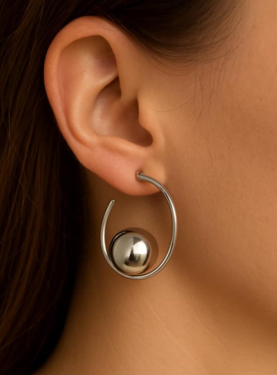 ✨ UShine.gr: Ατσάλινα σκουλαρίκια σπιράλ με σφαίρα No 330