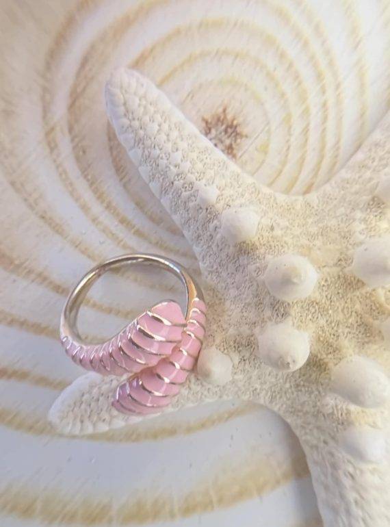 ✨ UShine.gr: Ατσάλινο Δαχτυλίδι Ροζ Σπείρα Εμαγιέ No 219