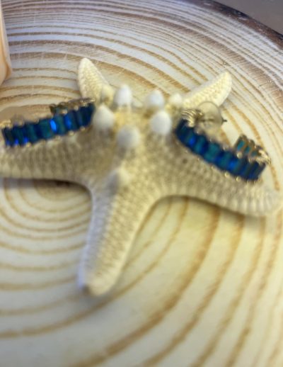 ✨ UShine.gr: Ατσάλινοι Κρίκοι με Μπλε Ζιργκόν No 311