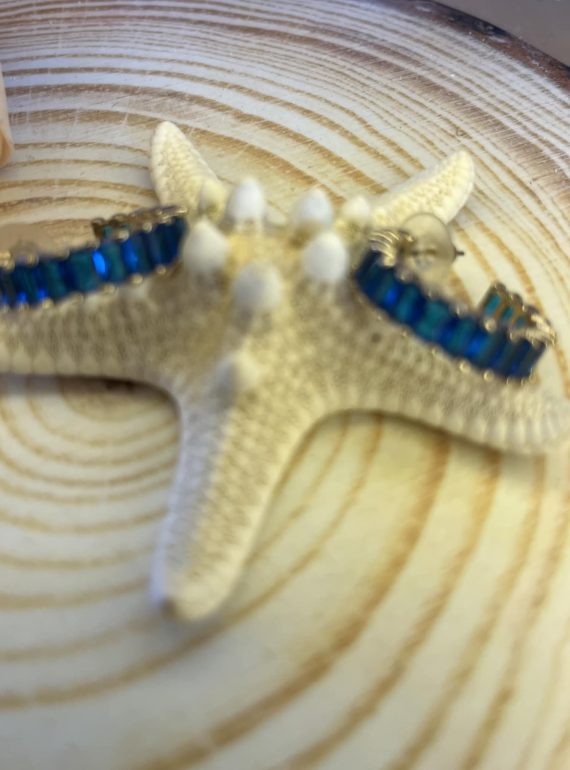 ✨ UShine.gr: Ατσάλινοι Κρίκοι με Μπλε Ζιργκόν No 311