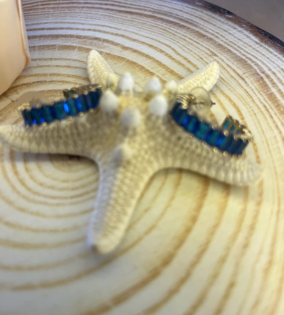 ✨ UShine.gr: Ατσάλινοι Κρίκοι με Μπλε Ζιργκόν No 311