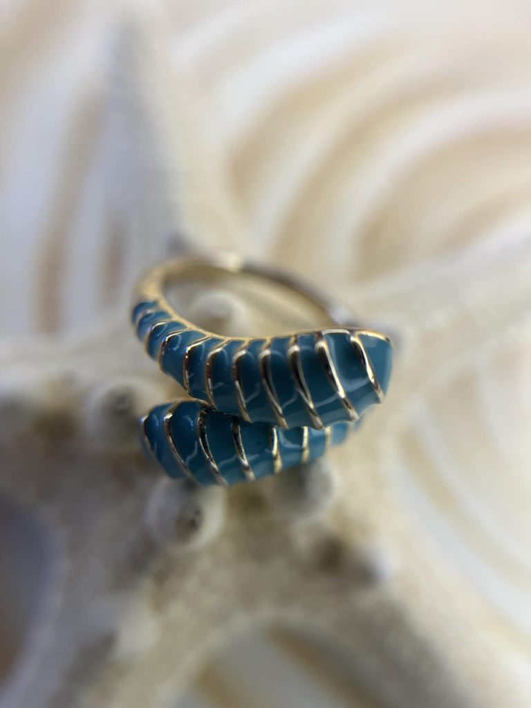 ✨ UShine.gr: Ατσάλινο Δαχτυλίδι Τιρκουάζ Σπείρα Εμαγιέ No 213