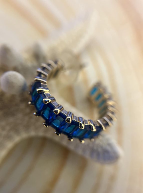 ✨ UShine.gr: Ατσάλινοι Κρίκοι με Μπλε Ζιργκόν No 311