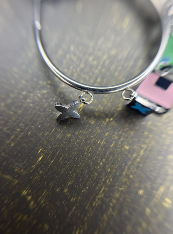 ✨ UShine.gr: Ατσάλινα Hoop με Πολύχρωμα Charms No 300