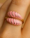✨ UShine.gr: Ατσάλινο Δαχτυλίδι Ροζ Σπείρα Εμαγιέ No 219
