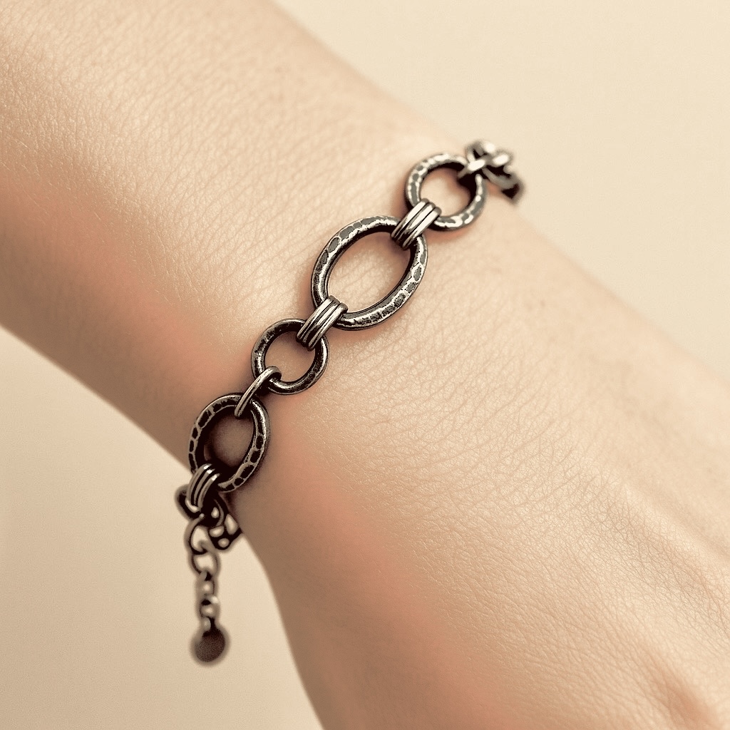 ✨ UShine.gr: Αντικέ Ατσάλινο Βραχιόλι με Οβάλ Κρίκους No 182