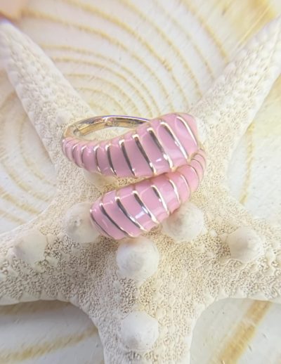 ✨ UShine.gr: Ατσάλινο Δαχτυλίδι Ροζ Σπείρα Εμαγιέ No 219