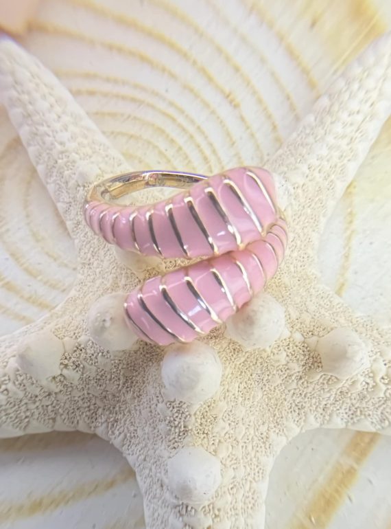 ✨ UShine.gr: Ατσάλινο Δαχτυλίδι Ροζ Σπείρα Εμαγιέ No 219