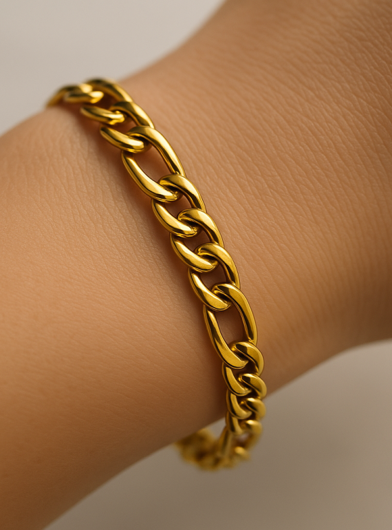 ✨ UShine.gr: Ατσάλινο Χρυσό Βραχιόλι Αλυσίδα No 187