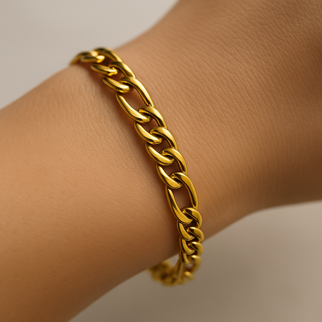 ✨ UShine.gr: Ατσάλινο Χρυσό Βραχιόλι Αλυσίδα No 187