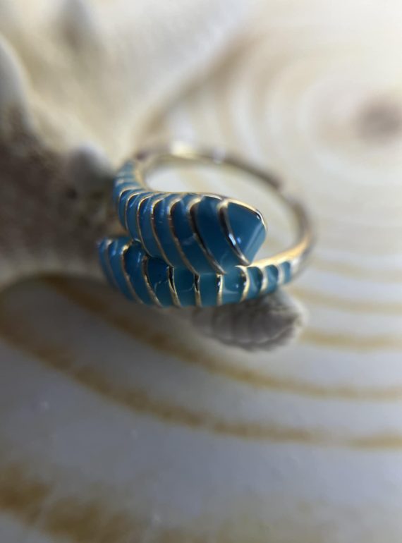 ✨ UShine.gr: Ατσάλινο Δαχτυλίδι Τιρκουάζ Σπείρα Εμαγιέ No 213