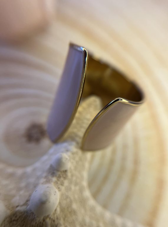 ✨ UShine.gr: Ατσάλινο Ασύμμετρο Δαχτυλίδι Nude Εμαγιέ No 207