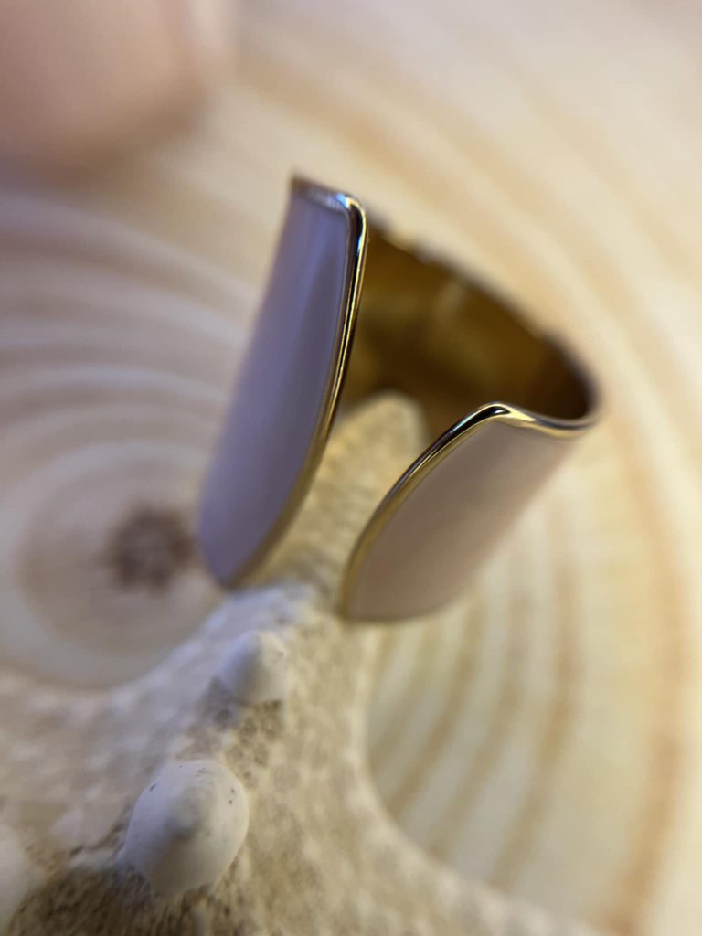 ✨ UShine.gr: Ατσάλινο Ασύμμετρο Δαχτυλίδι Nude Εμαγιέ No 207