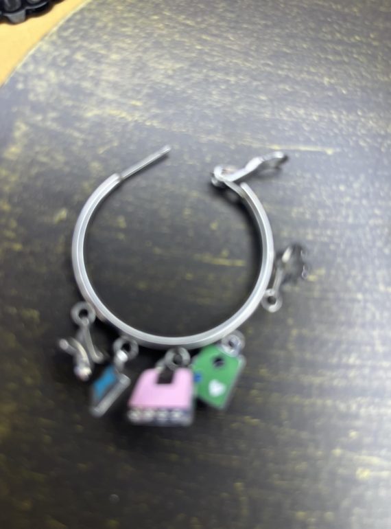 ✨ UShine.gr: Ατσάλινα Hoop με Πολύχρωμα Charms No 300