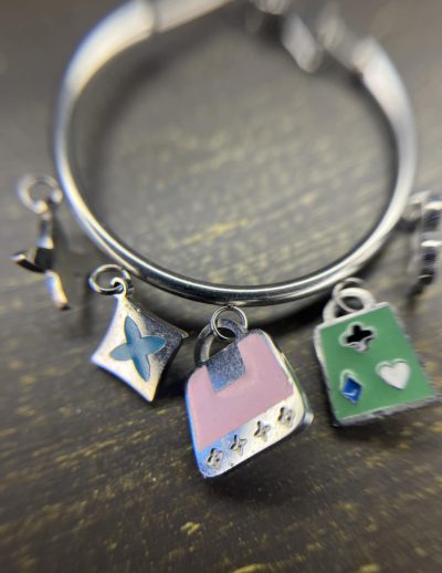 ✨ UShine.gr: Ατσάλινα Hoop με Πολύχρωμα Charms No 300