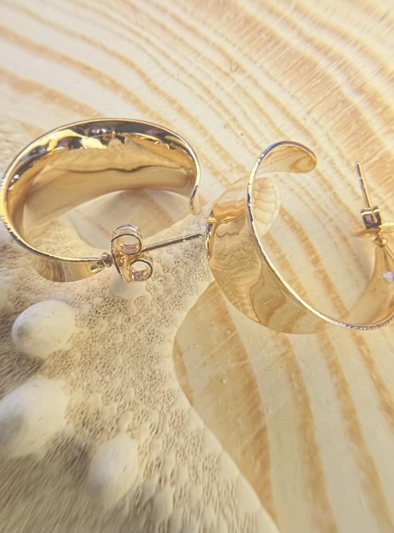 ✨ UShine.gr: Ατσάλινα σκουλαρίκια καμπύλη σε χρυσό No 325