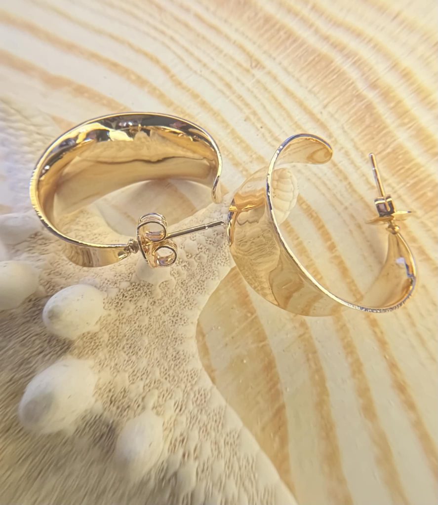 ✨ UShine.gr: Ατσάλινα σκουλαρίκια καμπύλη σε χρυσό No 325