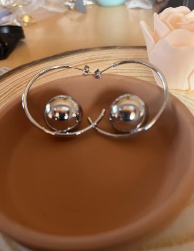 ✨ UShine.gr: Ατσάλινα σκουλαρίκια σπιράλ με σφαίρα No 330