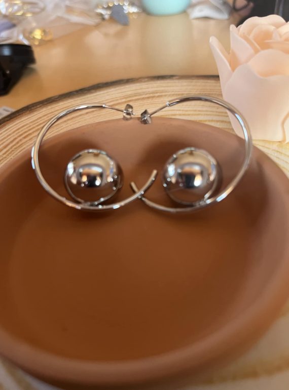 ✨ UShine.gr: Ατσάλινα σκουλαρίκια σπιράλ με σφαίρα No 330