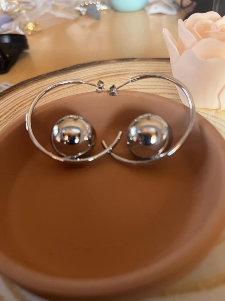 ✨ UShine.gr: Ατσάλινα σκουλαρίκια σπιράλ με σφαίρα No 330