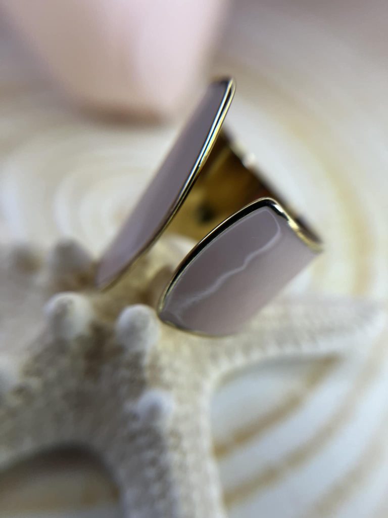 ✨ UShine.gr: Ατσάλινο Ασύμμετρο Δαχτυλίδι Nude Εμαγιέ No 207