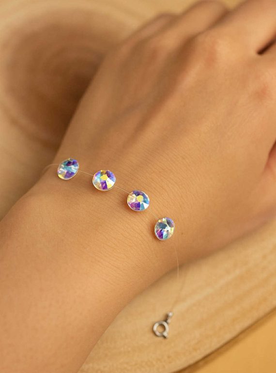 ✨ UShine.gr: Βραχιόλι Αόρατο με Ιριδίζοντα Κρύσταλλα No 191