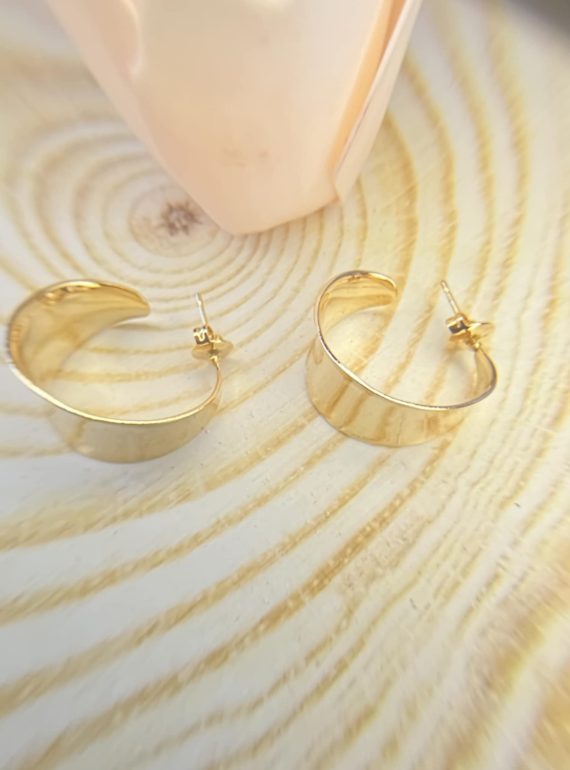 ✨ UShine.gr: Ατσάλινα σκουλαρίκια καμπύλη σε χρυσό No 325