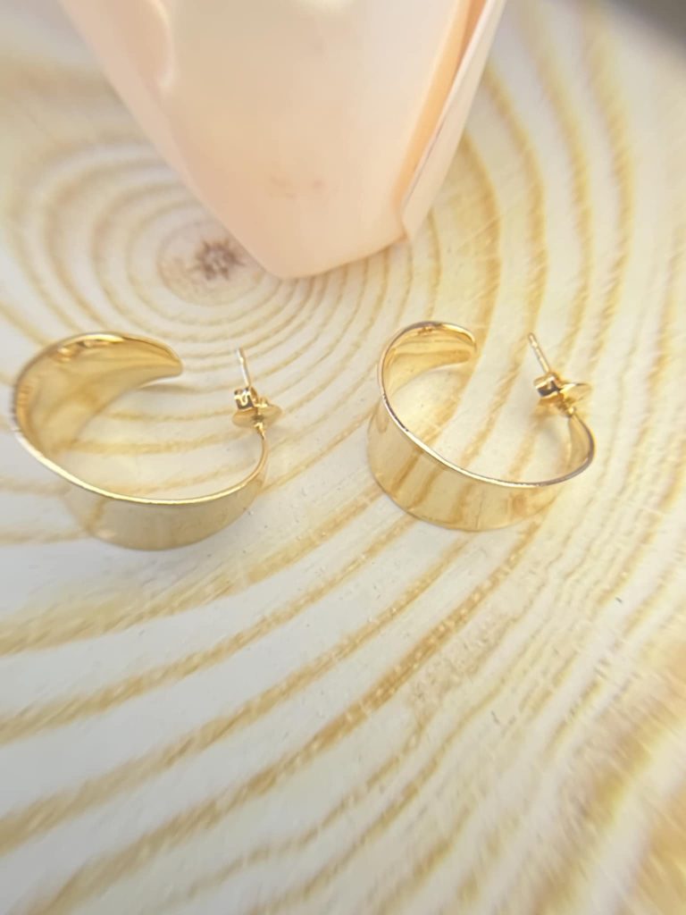 ✨ UShine.gr: Ατσάλινα σκουλαρίκια καμπύλη σε χρυσό No 325