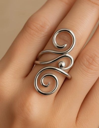 ✨ UShine.gr: Ατσάλινο Δαχτυλίδι Σπείρες Silver No 236