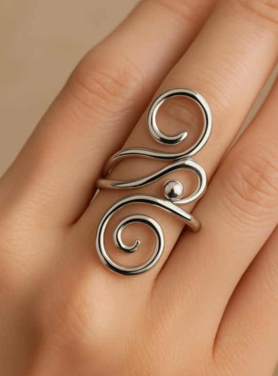 ✨ UShine.gr: Ατσάλινο Δαχτυλίδι Σπείρες Silver No 236