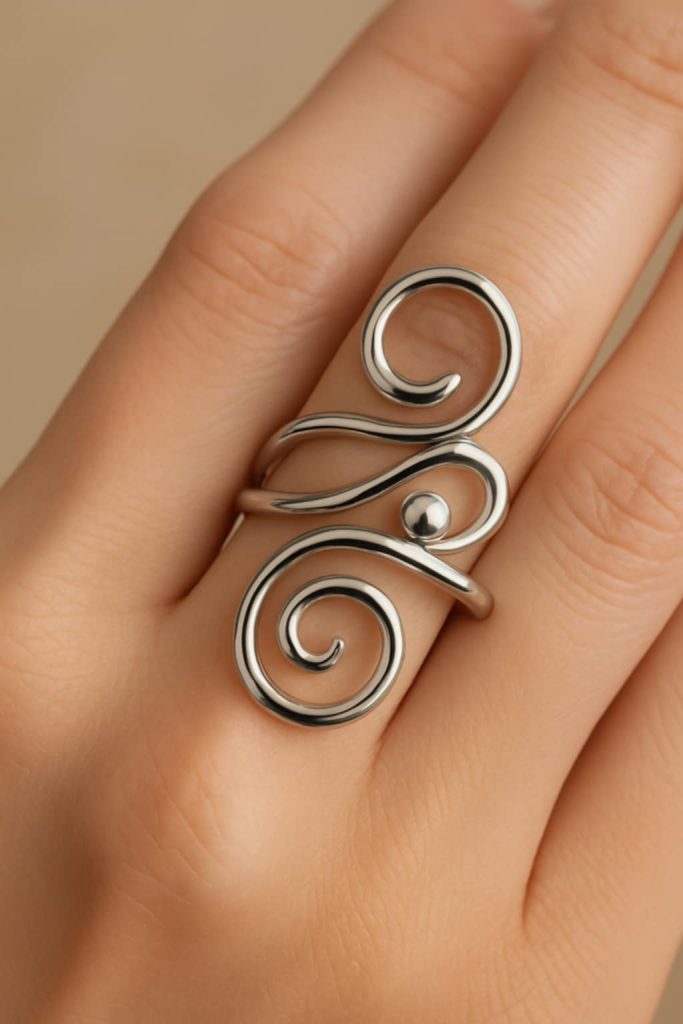 ✨ UShine.gr: Ατσάλινο Δαχτυλίδι Σπείρες Silver No 236