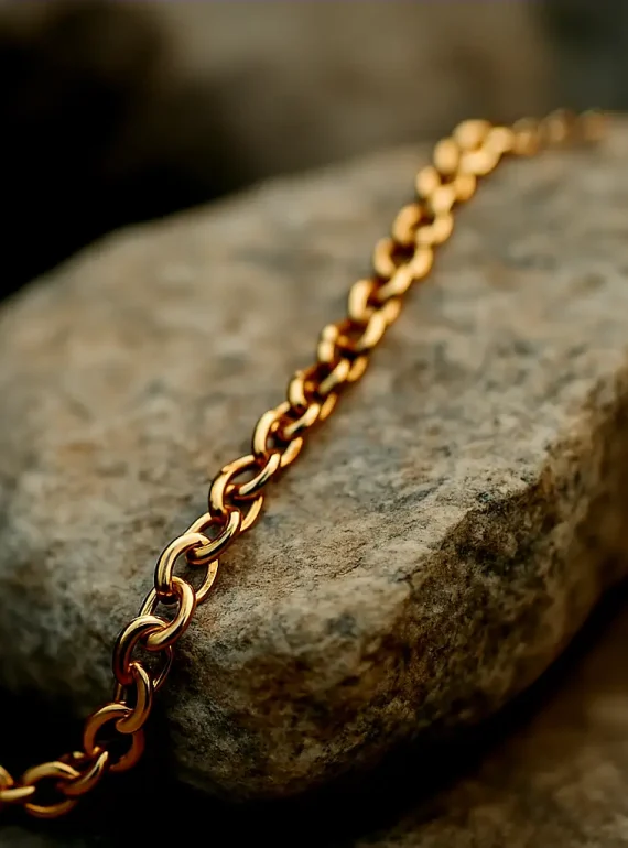 ✨ UShine.gr: Ατσάλινο Χρυσό Chunky Κολιέ Αλυσίδα Νο 90