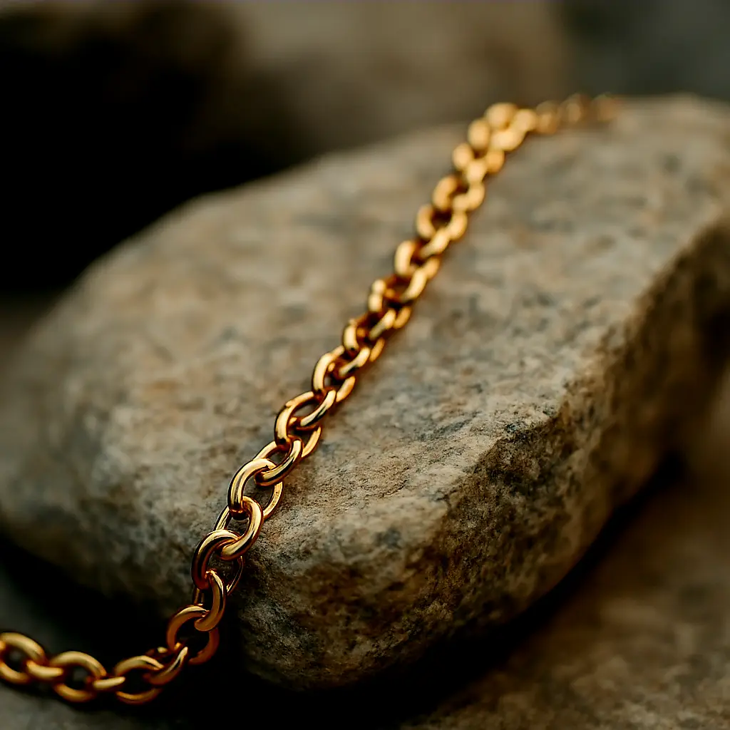 ✨ UShine.gr: Ατσάλινο Χρυσό Chunky Κολιέ Αλυσίδα Νο 90